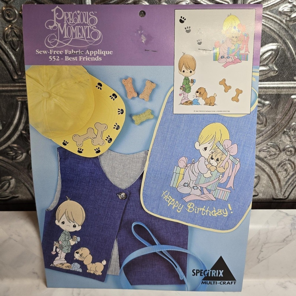Vtg 1990's Precious Moments Sew Free Fabric Applique - Best Friends #552 NEW